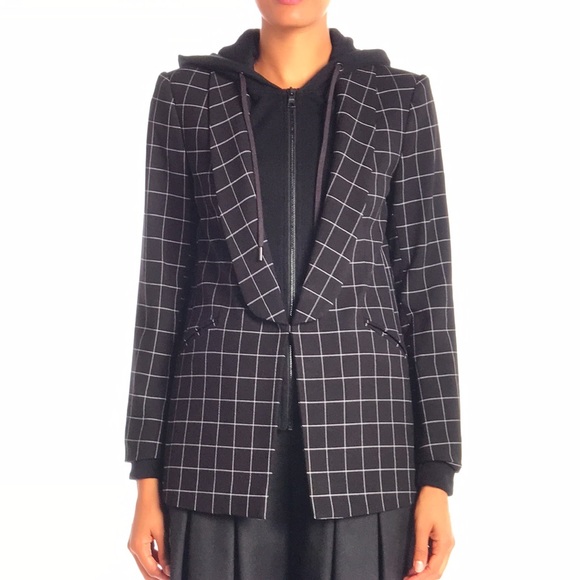 Alice + Olivia Skye layered look hooded blazer S - Picture 13 of 16